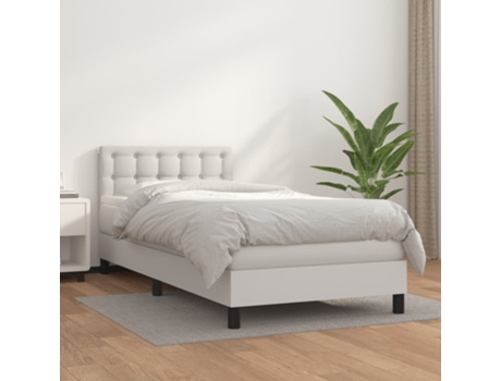 VIDAXL Cama con somier (Blanco - Cuero artificial - 193 x 90 x 88 cm)