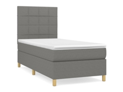Maison Exclusive - Cama Box Spring Con Colchón Tela Gris Oscuro 90x200 Cm