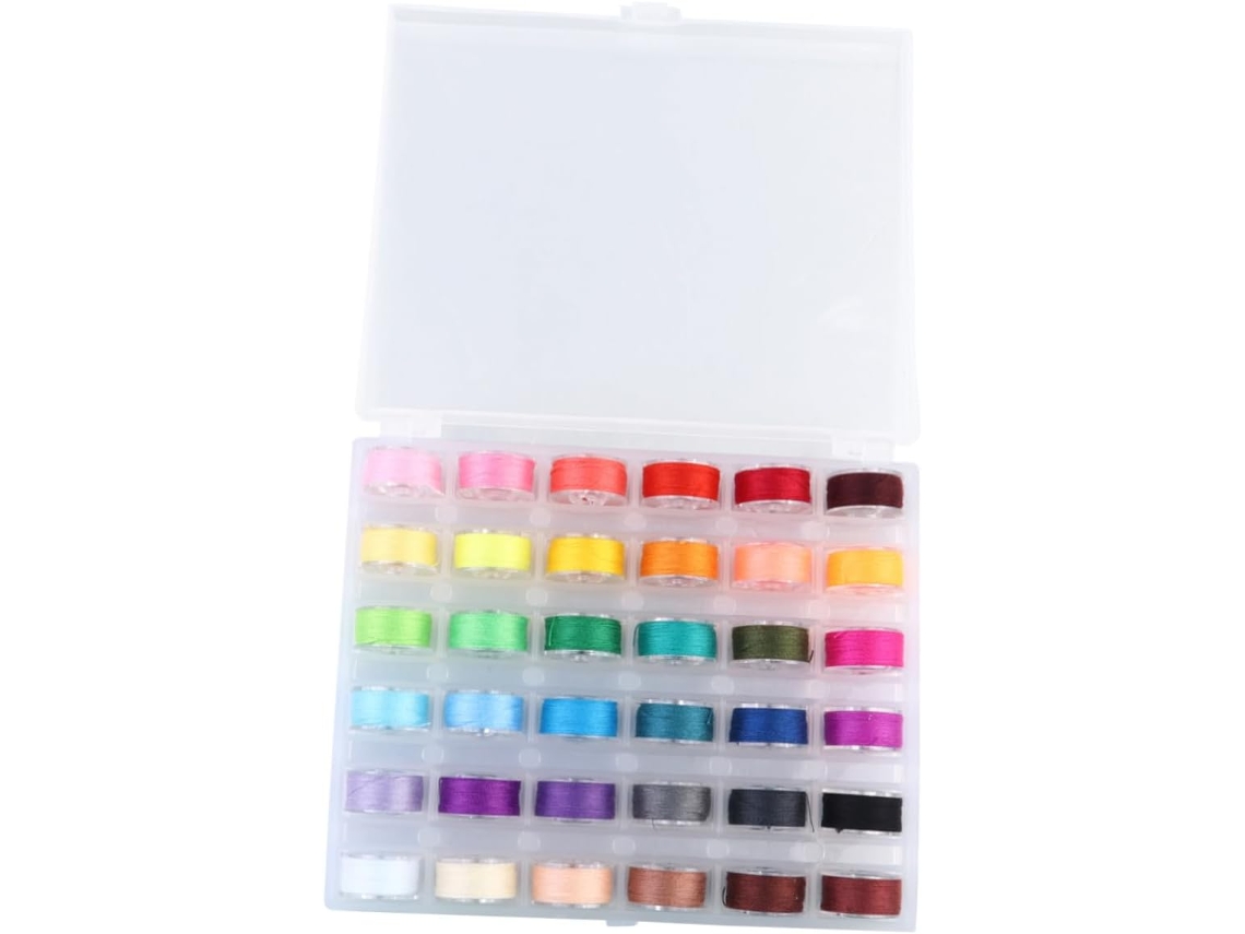Juego De Bobinas De Costura Multicolor Con Caja Transparente Y Agujas.