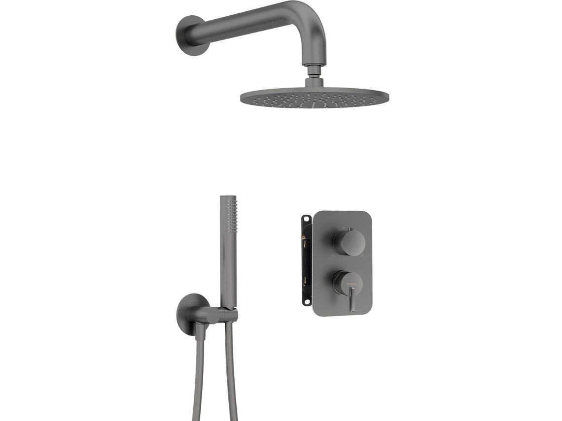 Concealed Shower Set With Mixer Box - With Overhead Shower