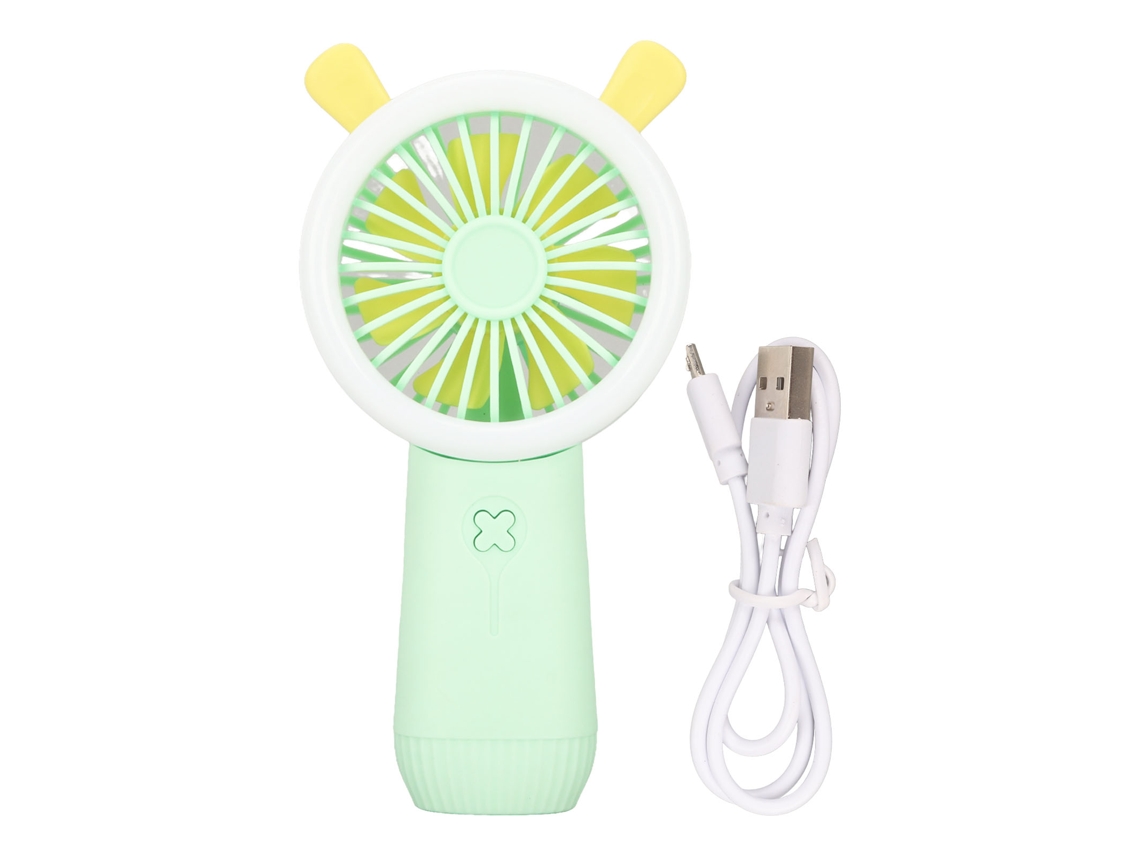 Ventilador Portátil Mini Conejo Bonito 3 Niveles Usb Recargable Para Escuela Y Exterior Verde