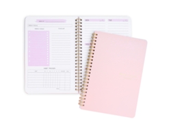 Manual de horario en inglés, planificador diario de 52 semanas, tamaño estándar MDUG (rosa A5)