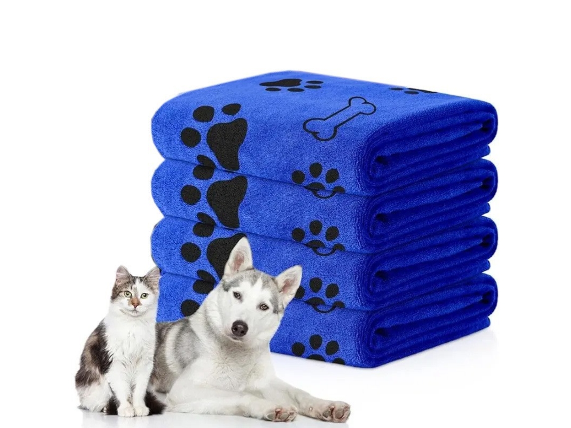 Juego De Toallas Para Perros, De Microfibra, De Secado Rápido Y Absorbentes, 40 X 24 Pulgadas, 4 Piezas, Color Azul. Panoona