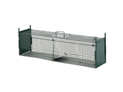 Trampa Para Animales Vivos Jaula De Captura Metálica Con 2 Puertas Asa Para Conejos Visones Zorros Pequeños 100x25x28 Cm Verde Oscuro