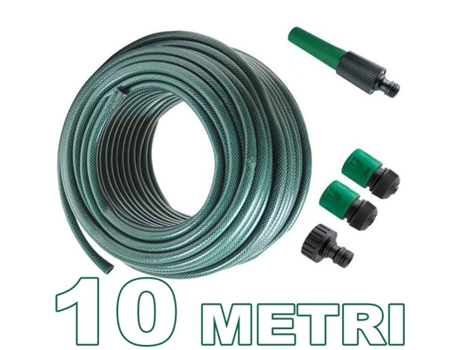 Manguera de Riego de Jardín de 10 Metros de Longitud Con Racores de 1/2 Verde TRADE SHOP TRAESIO