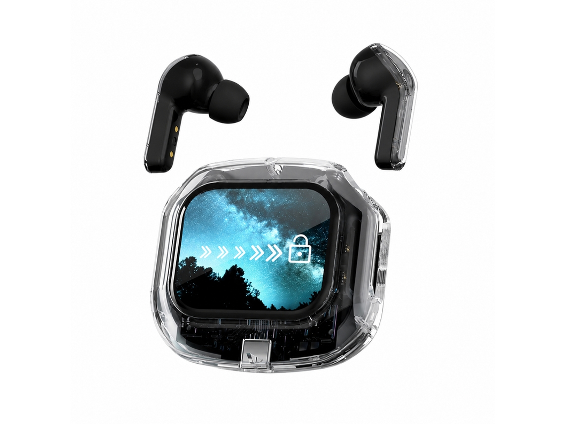 Auriculares Bluetooth Táctiles Negros, Caja Transparente, Compatible Con Todos Los Dispositivos