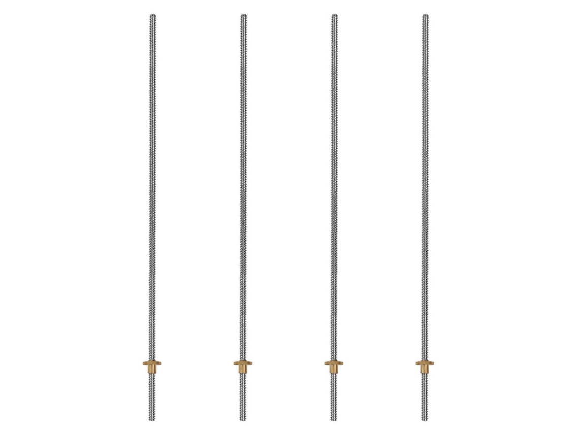 4set 500mm T8 Lead Screw And Brass Nut (acme Thread, 2mm Pitch, 4 Starts, 8mm Lead) For 3d Printer Z Axis