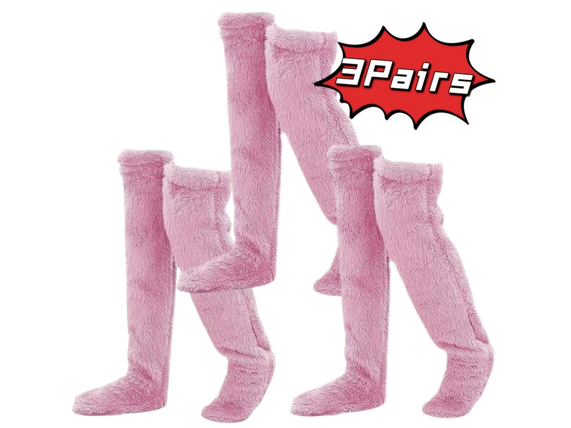 3 Pares De Calcetines Por Encima De La Rodilla, Calcetines Altos Cálidos De Invierno, Calentadores De Piernas Cálidos (rosa) Cuich