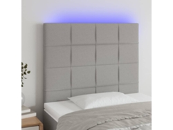Cabecero Con Luces Led Tela Gris Claro 100x5x118/128 Cm