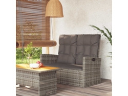 LOVELY HOME Banco de Jardín Reclinable con Cojines de 118 cm de Ratán PE Gris