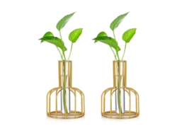 Maceta de Prueba con Soporte Metálico Dorado para Plantas Hidropónicas NEVEANCE