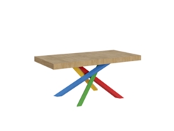Mesa Extensible 200/460x90 cm Volantis Roble Natural Patas Multicolor 4/b Itamoby