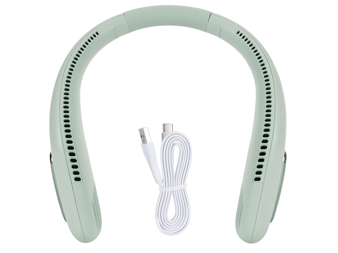 Ventilador de cuello portátil, 3 velocidades, verde