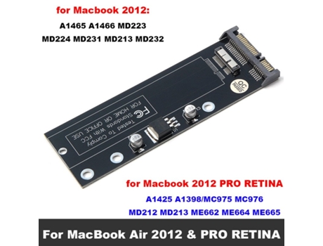 Placa de tarjeta convertidora SSD a SATA para Apple 2010 2011 2012 para MacBook Air y PRO RETINA 7 + 17 pines y 6 + 12 pines SSD a SATA 22 pines