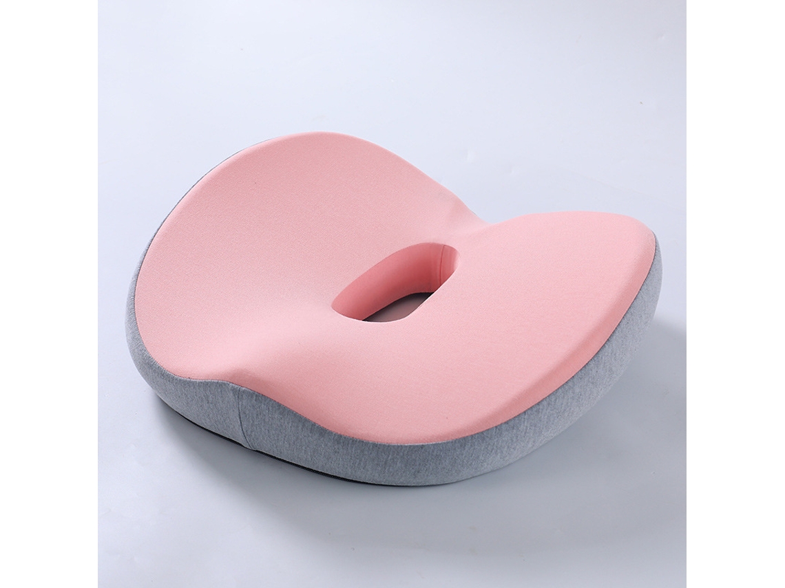 Cojín De Asiento De Espuma Viscoelástica Para Silla De Oficina Alivia Eficazmente La Ciática (gris Y Rosa) Gertiz