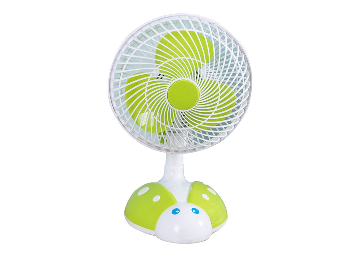 Mini ventilador eléctrico de escritorio con 3 aspas móviles y funcionamiento silencioso.