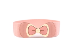 Cinturón Elástico Para Mujer Con Lazo - Versátil Para Vestidos - Accesorio De Moda - Rosa - Talla Única