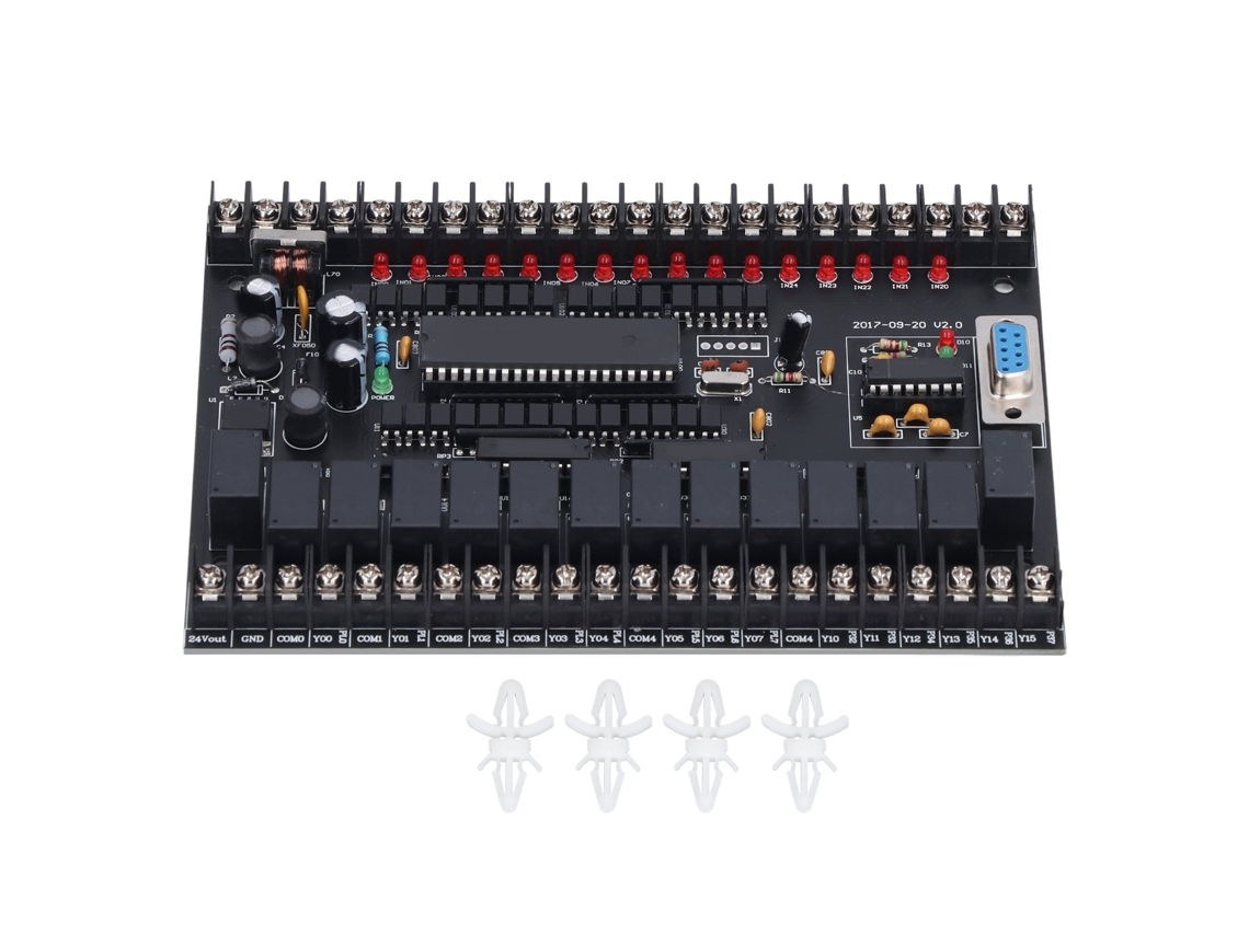 Placa de control industrial PLC, placa de circuito impreso, controlador lógico programable de un solo chip, CC 24 V