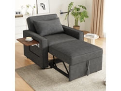 Sofá Cama Multifuncional 1 Plaza - Con Puerto Usb, Soporte Para Móvil, Compacto, Gris