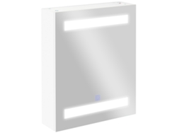 Mueble De Baño Con Espejo Led, 2 Estantes, Táctil, Blanco, 50x15x60
