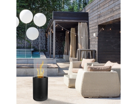 Chimenea de bioetanol de pie para uso interior y exterior Torcello Nero 27x27x82