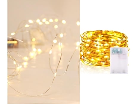 Guirnaldas Luces LED alambre de cobre Decoración Interior Varios Colores con Bateria 3AA 50LED 4.9M Cálido SELEOK