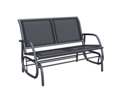 Banco de jardín de dos plazas, mueble de jardín de metal, negro, 120 x 70 x 88 cm, BAGOLY