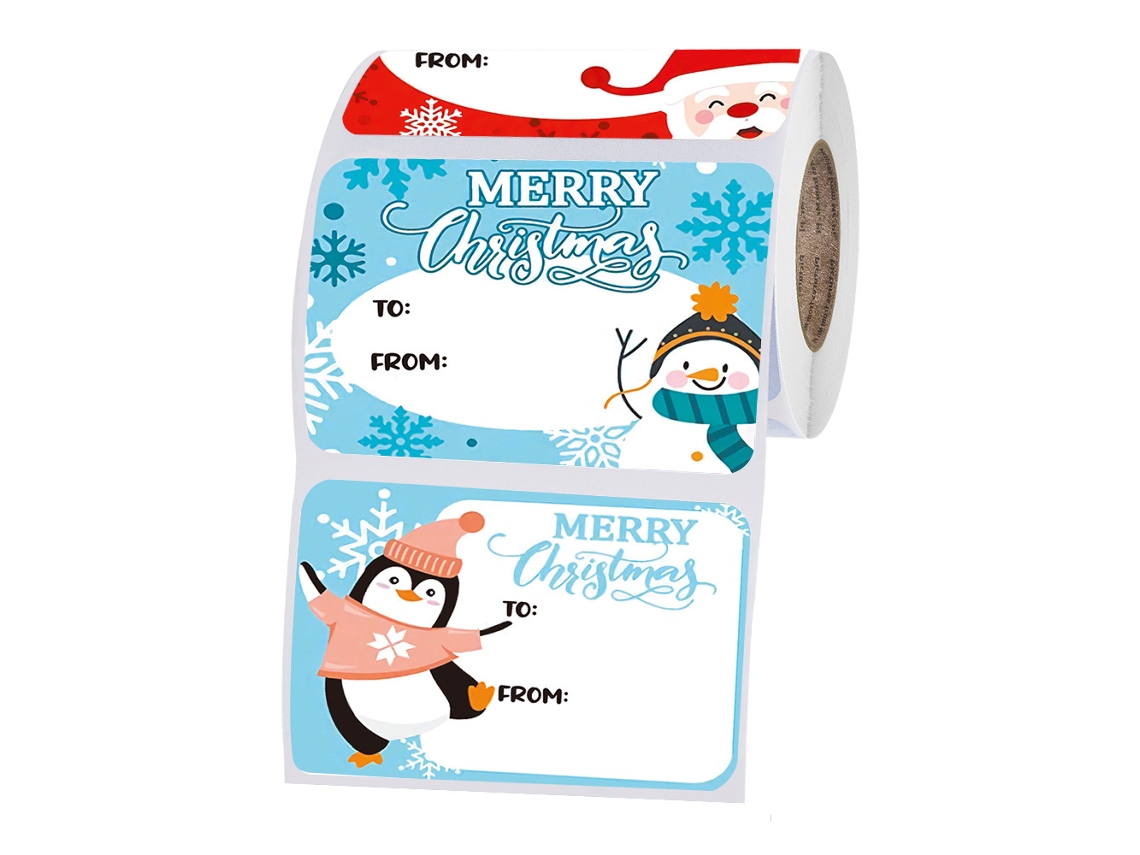 Etiquetas Navideñas Diy (rollo De 250 Hojas) Etiquetas De Agradecimiento, Papel Sintético, Tamaño L