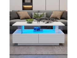 Mesa de centro LED blanca con función de almacenamiento, diseño acrílico con control Bluetooth para fiestas y oficinas, color blanco Mobrio