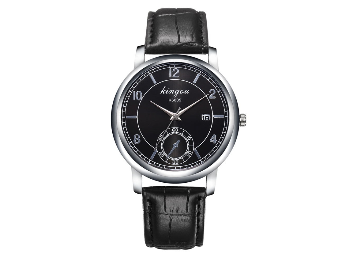 Reloj De Pulsera Para Hombre De Cuero Fashion, Quartz, Ocio Y Negocios (negro)