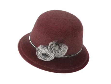 Sombrero De Pescador Moda Sombrero-Estilo Bola De Pelo-Rojo Vino Sombrero De Pescador Moda Sombrero-Estilo Bola De Pelo-Rojo Vino JEIIBRZUI