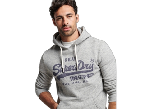 Sudadera con Capucha Vintage de Hombre SUPERDRY Logo Gris (3XL)