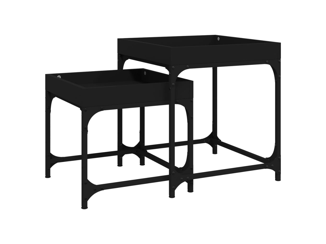 Maison Exclusive - Mesitas Auxiliares 2 Uds Madera Contrachapada Negra