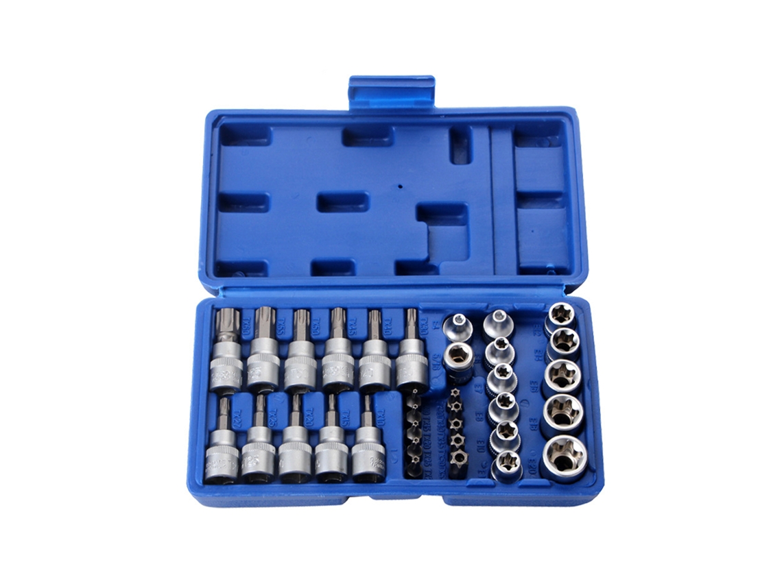 Juego de 34 puntas Torx y de llave (con estuche, para 3/8 5/16)