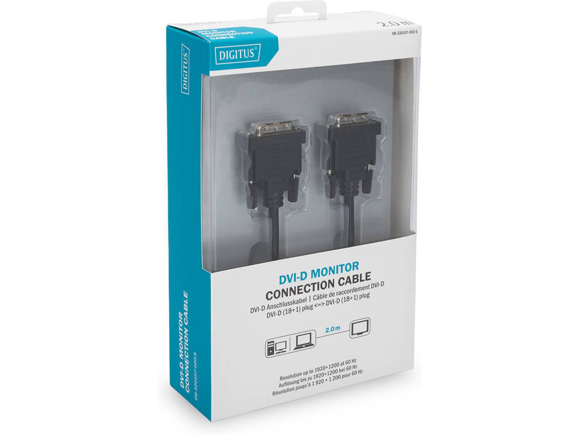 Cable DIGITUS (DVI - 2 m - Negro)