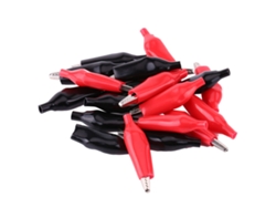 20 Pinzas De Cocodrilo Metálicas Negras Y Rojas De 35 Mm Para Pruebas Eléctricas De Baterías De Automóviles.