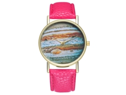 Reloj De Pulsera Analógico De Cuarzo Con Correa Ajustable De Pu - Regalo Para Mujeres Y Hombres (rojo Y Rosa)