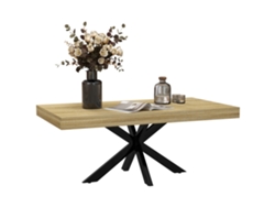 Mesa Centro Rectangular Industrial Metal Negro Madera 110x60x45 Cm