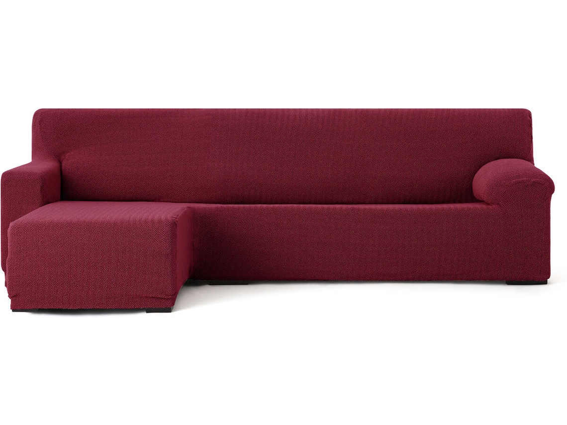 Funda de Chaise Longue Izquierda para Brazo Corto EYSA Premium Jaz Tejido Multielástico (250-360 cm - Poliéster y Algodón - Burdeos)