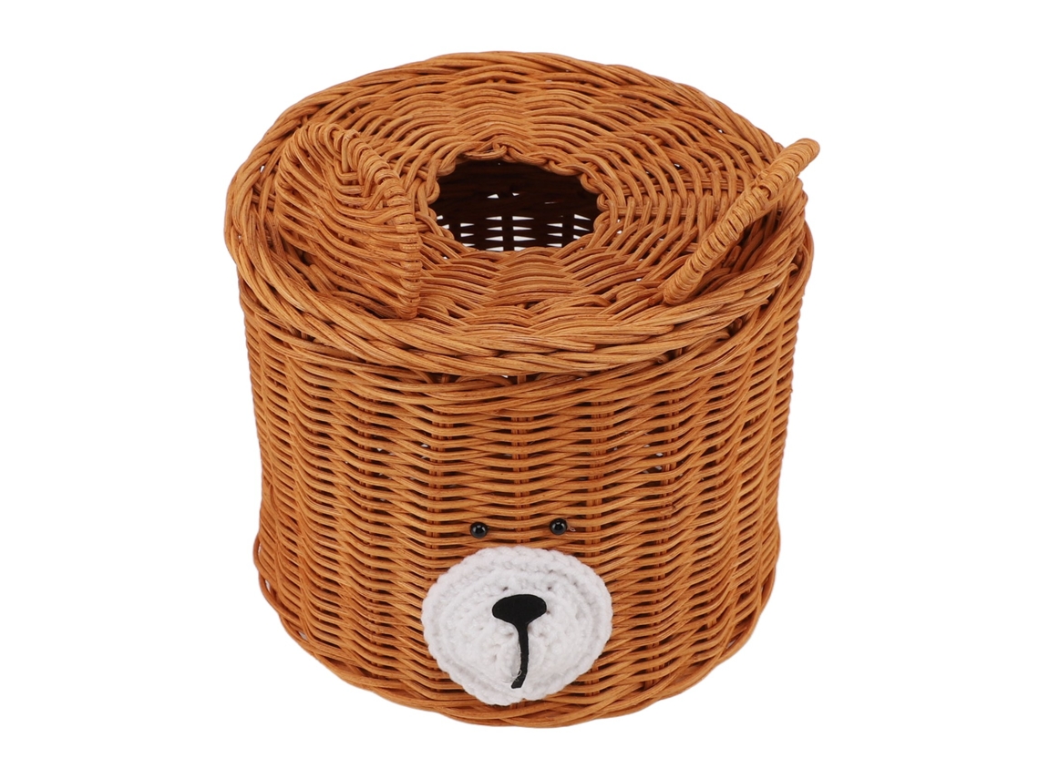 2026 Store-funda Para Caja De Pañuelos De Ratán Oso Bonito Marrón Con Tapa Dispensador Versátil Fácil Mantenimiento