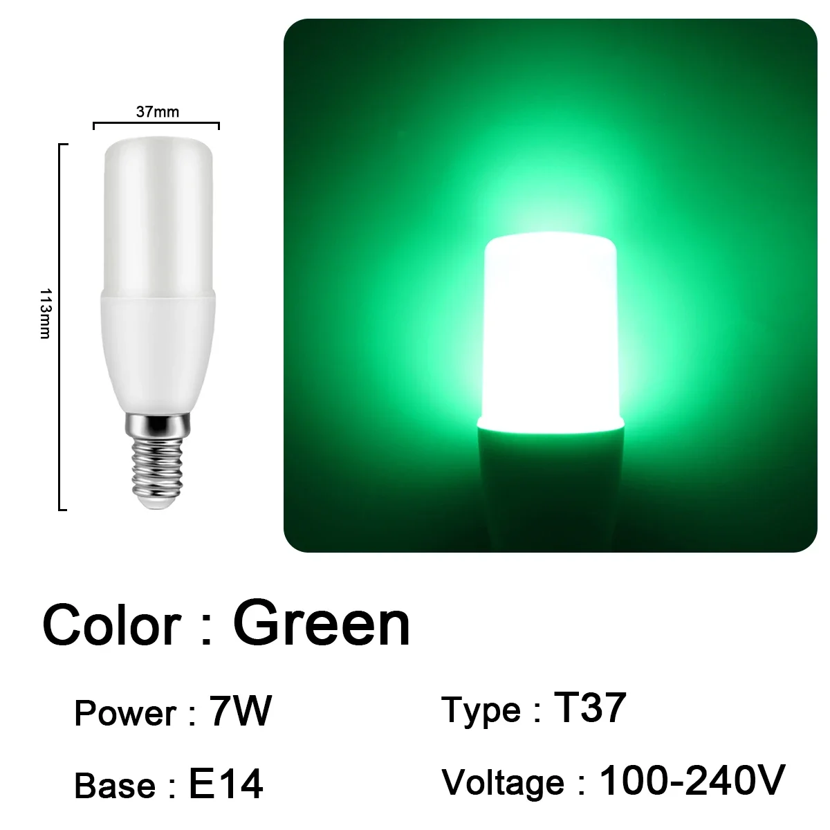 Bombillas Led (t37 E14 Verde, 20 Unidades), Ideales Para Festivales, Karaokes, Bares Y Escaparates.