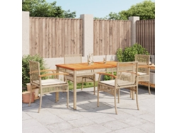Juego de comedor de jardín de 5 piezas con cojines, mimbre sintético beige, Dkd Home Decor