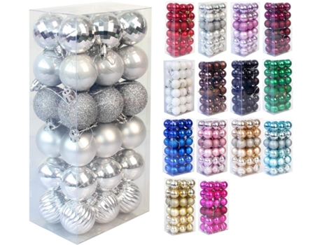 36 piezas de adornos de bolas de Navidad, adornos de Navidad inastillables, colgantes de bolas de árbol para decoración de fiestas (4 cm), plateado