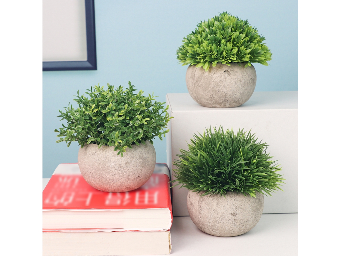 Paquete De 3 Plantas Artificiales, Mini Césped Verde, Macetas Simuladas, Decoración Para El Hogar Y El Jardín, Regalo.