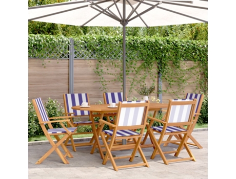 Conjunto 6 Silla De Jardín VIDAXL Azul Madera