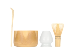 Set Herramientas Para Hacer Matcha: Batidor De Té Bambú, Cuchara, Taza Y Soporte Cerámico