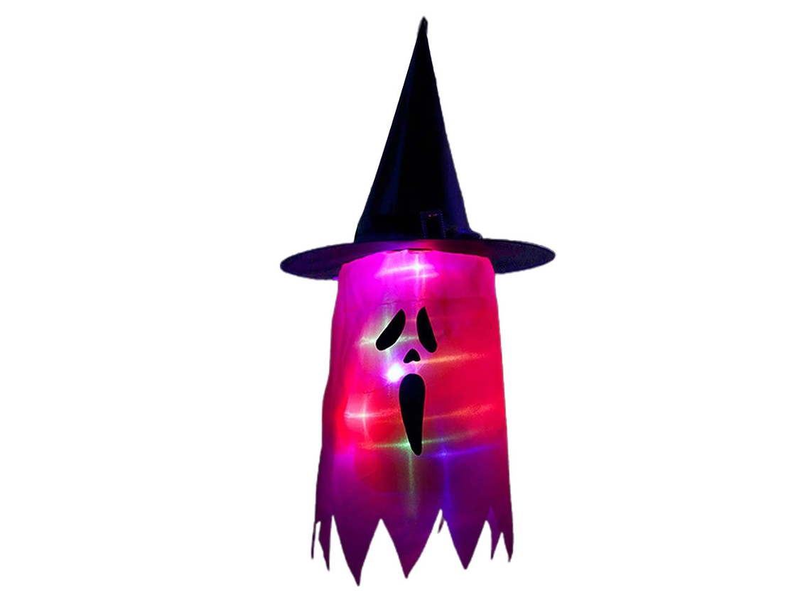 Halloween Enfeite Chapéu De Bruxa Com Luzes Led Pendurado Para Árvore Varanda Jardim Exterior
