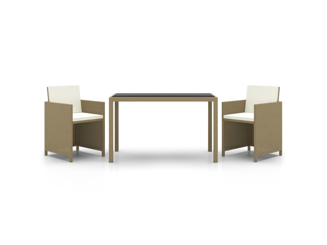Maison Exclusive - Set Comedor De Jardín 3 Pzas Con Cojines Ratán Sintético Beige