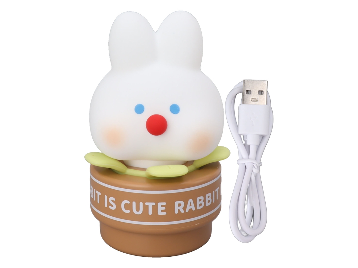 Lámpara de mesa infantil con diseño de conejo de dibujos animados, alimentación USB, 3 niveles de brillo.