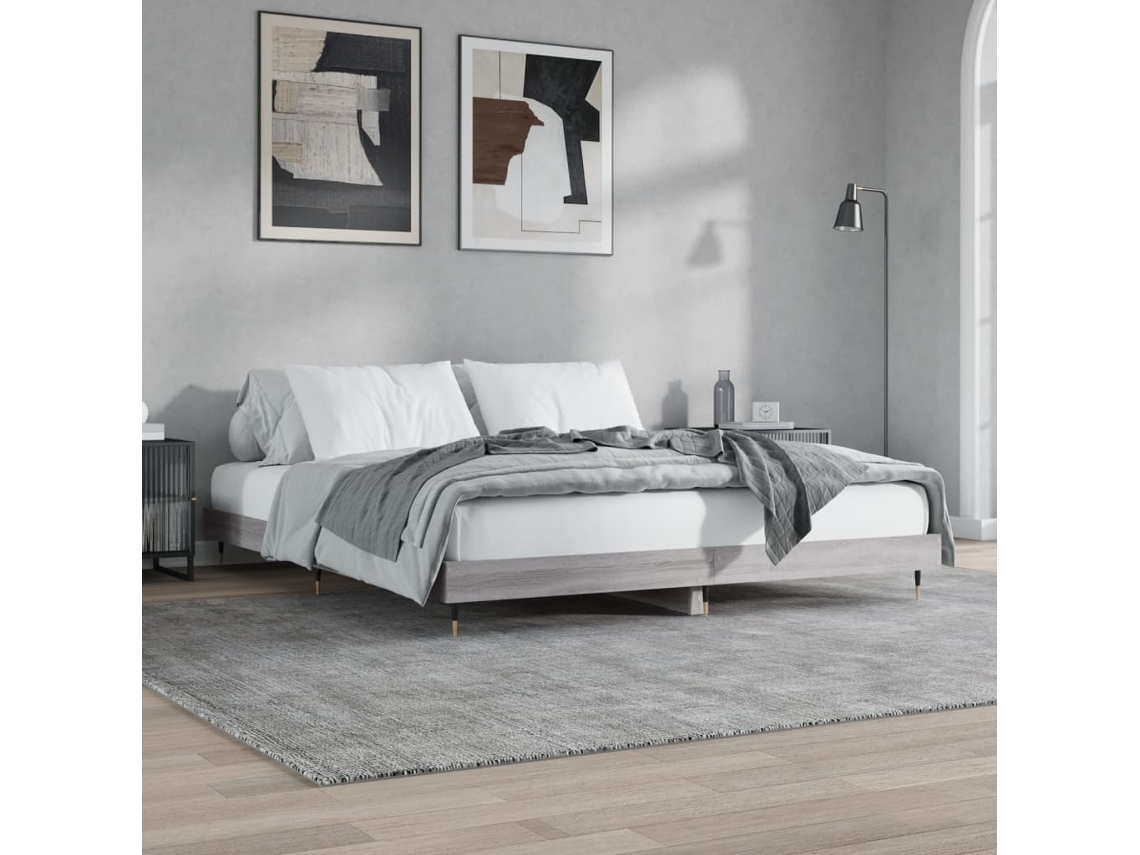 Estructura De Cama Sin Colchón Gris Sonoma 160x200 Cm